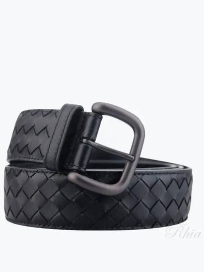 Men's Intrecciato Weaving Leather Belt Black - BOTTEGA VENETA - BALAAN 2