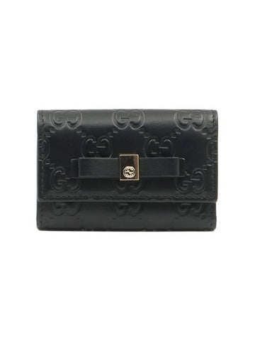 Black GG Micro Cima Leather Folder Key Holder 388682 - GUCCI - BALAAN 1