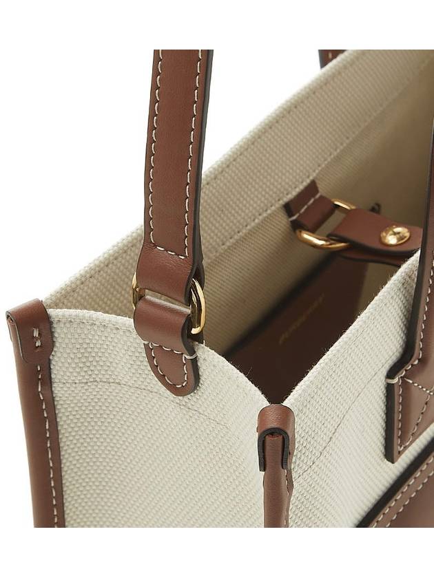 Mini Two-Tone Canvas and Leather Freya Tote Bag Natural Tan - BURBERRY - BALAAN 9