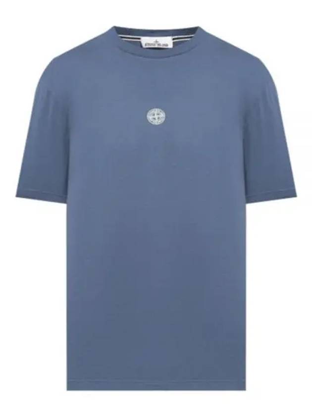 Chest Logo Print Short Sleeve T-Shirt Avio Blue - STONE ISLAND - BALAAN 2