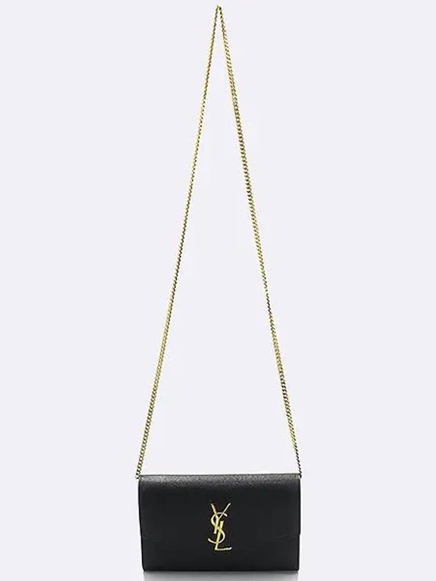 607788 YSL gold logo black caviar envelope uptown chain cross bag - SAINT LAURENT - BALAAN 4