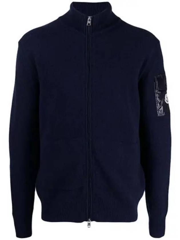 9B00012 M1241 750 Logo Patch Knit Zip up Jacket Blue Navy Men s TJ 271299 - MONCLER - BALAAN 1