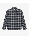 Men s Medium Check Cotton Twill Shirt Dark Blue - LACOSTE - BALAAN 1