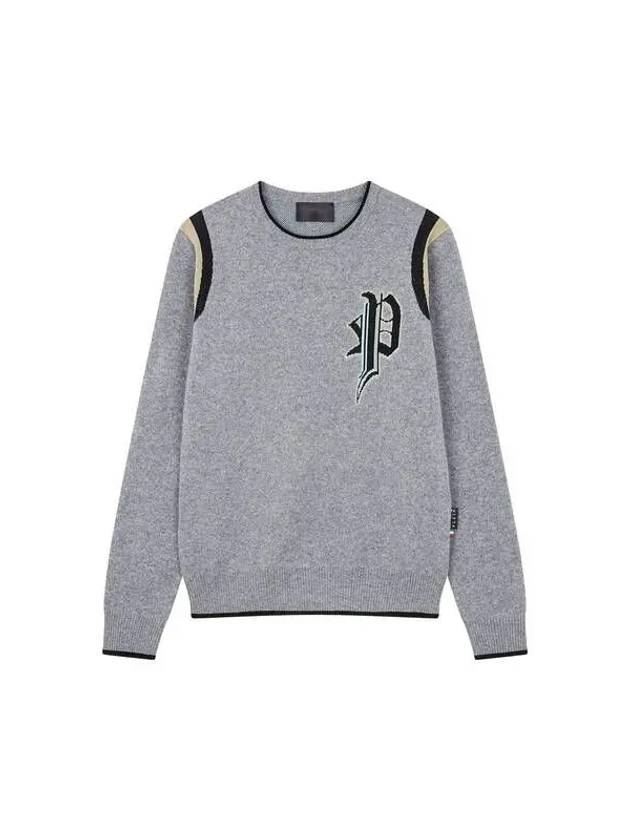 Men's Gothic Logo Cotton Wool Knit Melange Gray - PHILIPP PLEIN - BALAAN 1