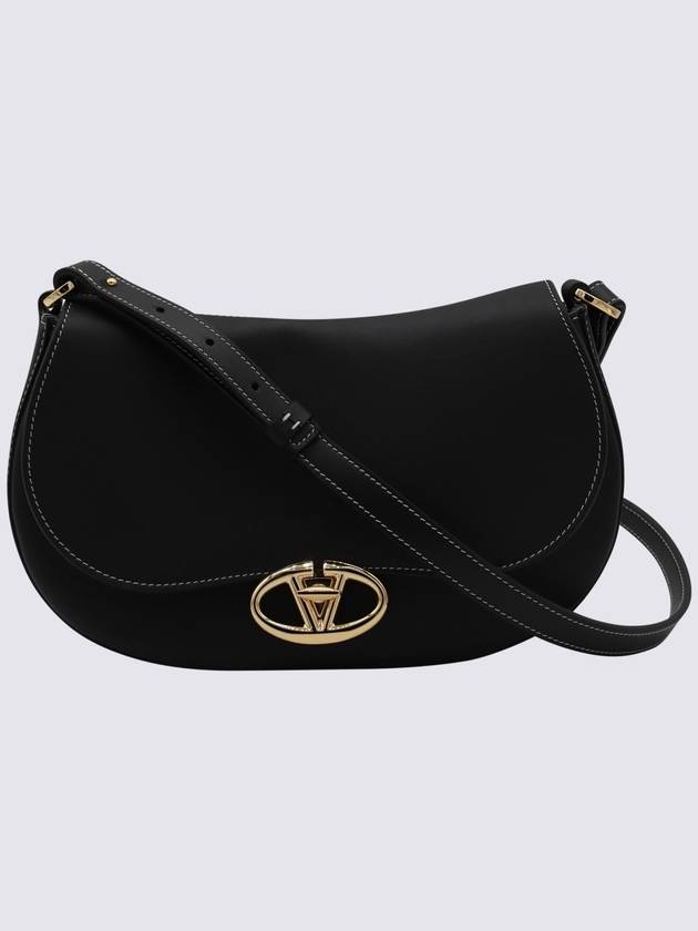 Garavani Oval Leather Shoulder Bag Black - VALENTINO - BALAAN 2