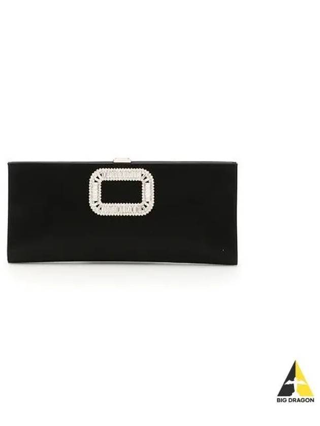 Roger Vivier Women s Buckle Satin Clutch Bag Black RBWABDD0220RS0 - ROGER VIVIER - BALAAN 1