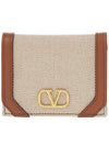 V Logo Signature Half Wallet Natural Brown - VALENTINO - BALAAN 2