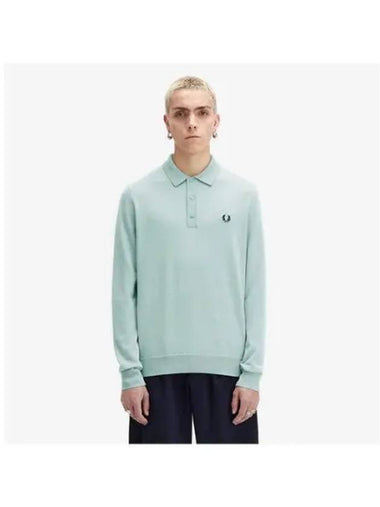 Fred Perry Sharp Long Sleeve Classic Knit Shirt Silver Blue AFPM2434535 959 - FRED PERRY - BALAAN 1