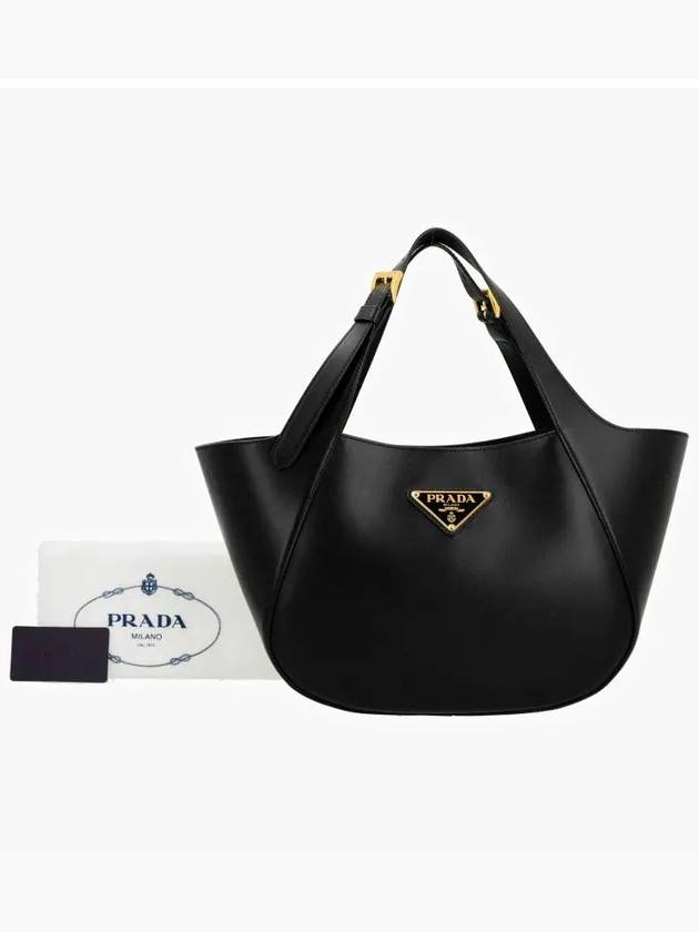 Enamel Triangle Medium Logo Belt Hand Shoulder Bag Black - PRADA - BALAAN 5