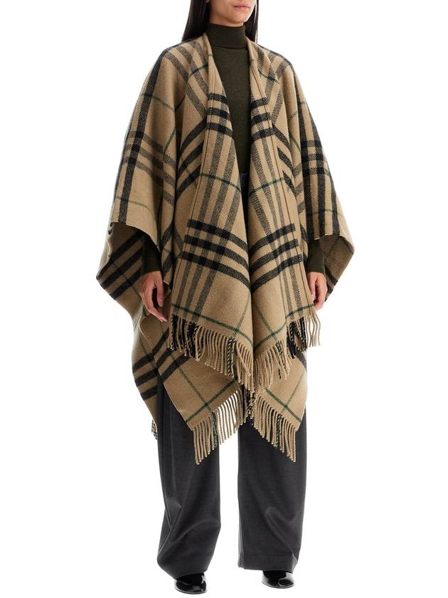 Check Wool Cashmere Cape Beige - BURBERRY - BALAAN 3