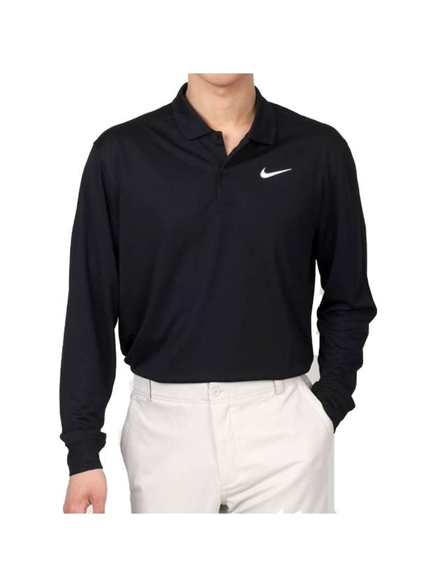 Dri Fit Victory Long Sleeve Polo Shirt Black - NIKE - BALAAN 1