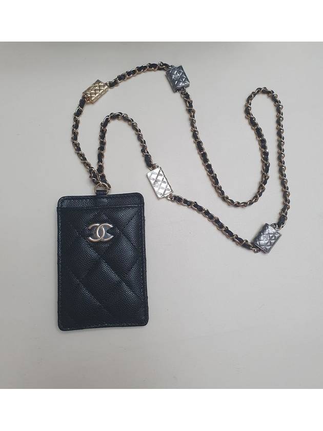 Cruise season classic bag charm quilted chain card wallet necklace caviar card holder card slot AP2394 - CHANEL - BALAAN 1