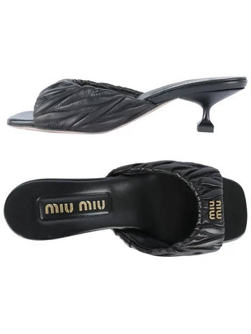 Matelasse Logo Sandals Black 5XX650 88T F0002 - MIU MIU - BALAAN 1