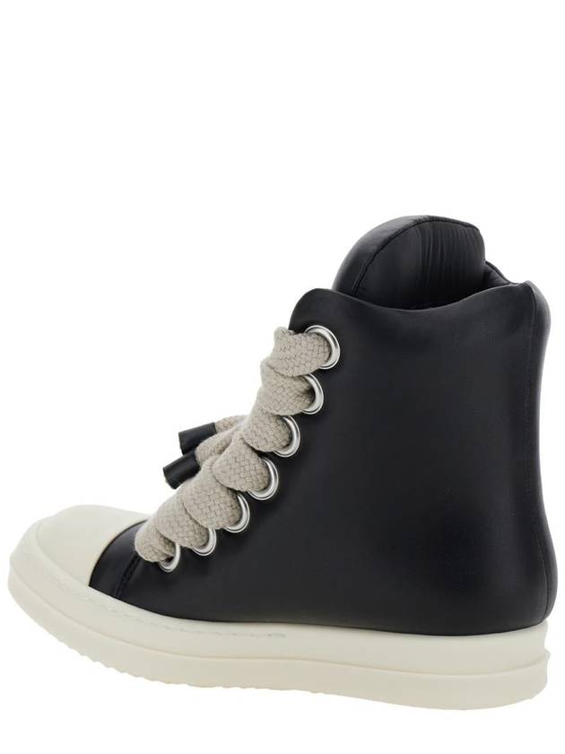 'Jumbo' Black Sneakers With Oversized Laces In Leather Woman - RICK OWENS - BALAAN 3