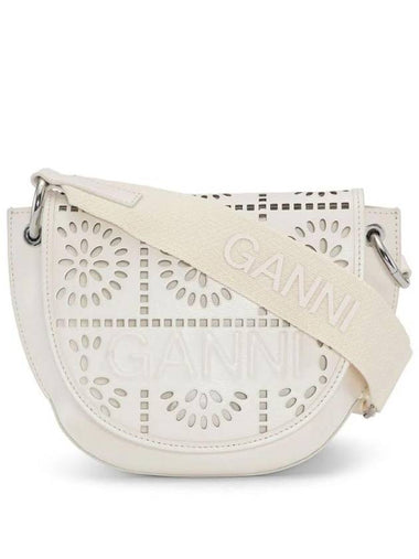 Banner Perforated Shoulder Bag White - GANNI - BALAAN 1