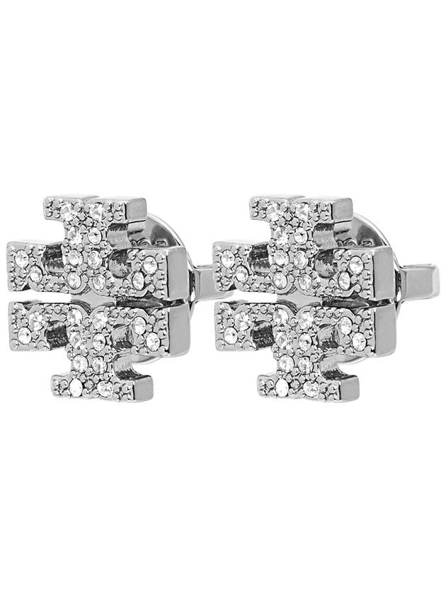 Crystal Logo Stud Earrings Silver - TORY BURCH - BALAAN 3