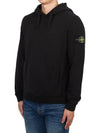 Wappen Patch Brushed Cotton Fleece Hoodie Black - STONE ISLAND - BALAAN 3