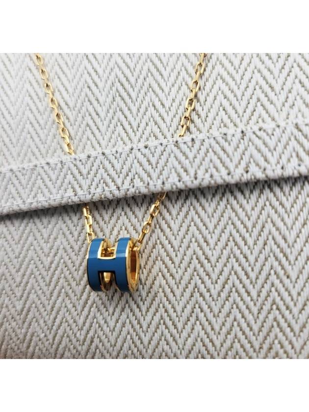 MiMini Pop H Pendant Necklace Gold Bleu Jean - HERMES - BALAAN 6