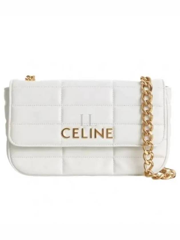 Monochrome Matelasse Quilted Calfskin Chain Shoulder Bag White - CELINE - BALAAN 2