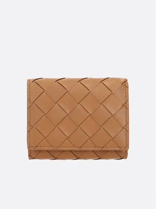 Intrecciato 3-tier Trifold Halfwallet Caramel - BOTTEGA VENETA - BALAAN.