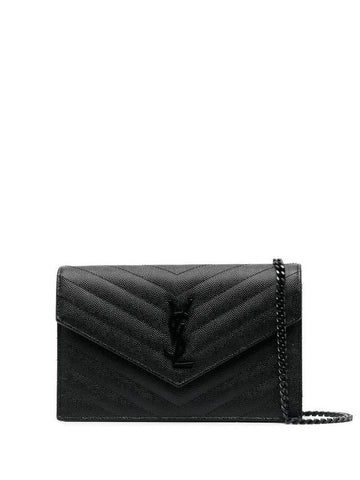 24 ss Monogram Leather Wallet On Chain 742920BOW081000 B0711061534 - SAINT LAURENT - BALAAN.