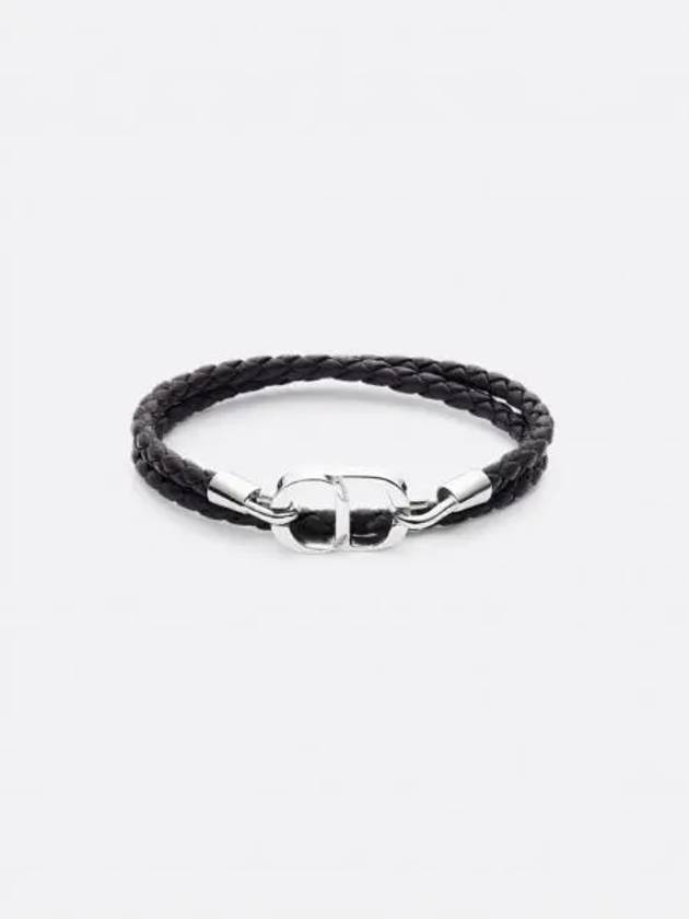 CD Icon Braided Leather Bracelet Black - DIOR - BALAAN 2