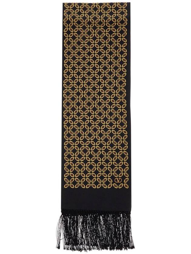 silk bandeau scarf with black, yellow, and orange geometric pattern - VALENTINO - BALAAN 1