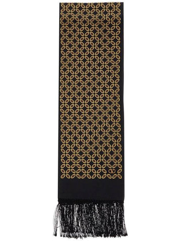 silk bandeau scarf with black, yellow, and orange geometric pattern - VALENTINO - BALAAN 1