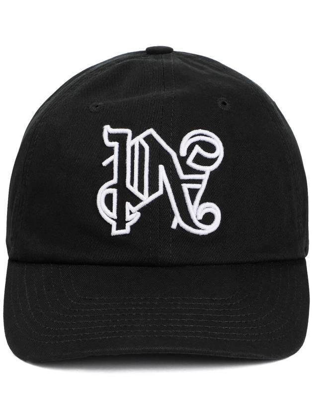 Embroidered Monogram Base Ball Cap Black - PALM ANGELS - BALAAN 2