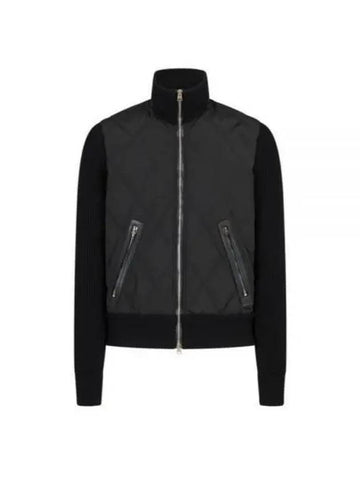 Merino Quilted Nylon Zip Up Jacket Black - TOM FORD - BALAAN 1