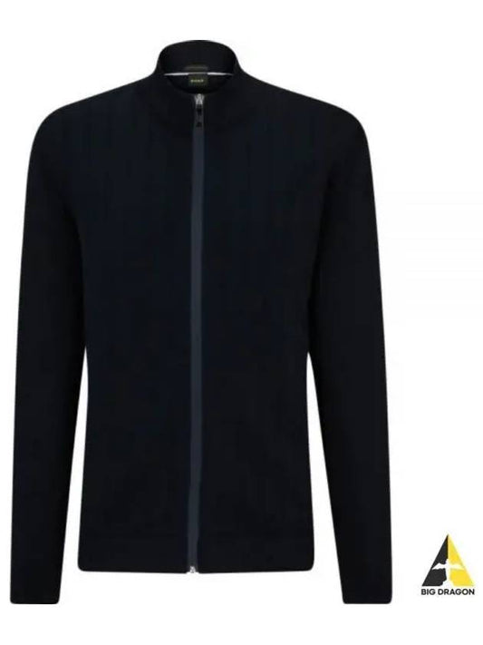 Zardin Knit Zip-Up Cardigan Navy - HUGO BOSS - BALAAN 2