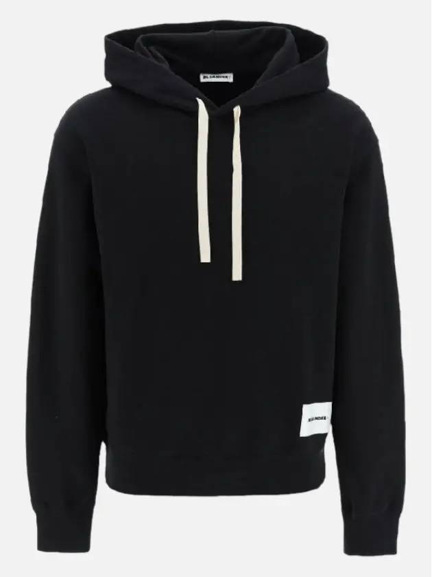 Plus Logo Patch Popover Hoodie Black - JIL SANDER - BALAAN 3