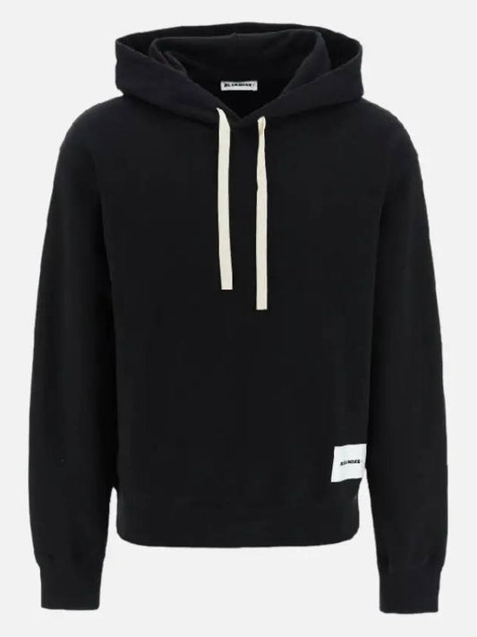 Plus Logo Patch Popover Hoodie Black - JIL SANDER - BALAAN 2