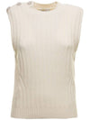 Women's Sleeveless Knit Top Ivory - GANNI - BALAAN.