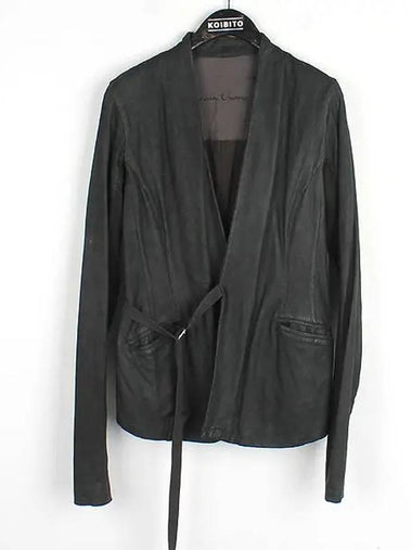 Black leather blend robe jacket - RICK OWENS - BALAAN 1