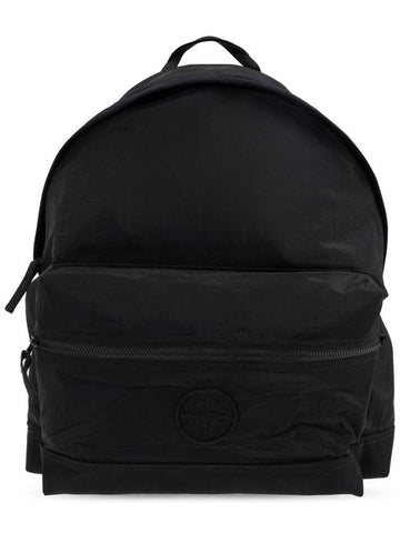 Stone Island Backpack With Logo, Men's, Black - STONE ISLAND - BALAAN 1