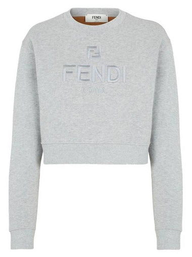 Crewneck Cropped Sweater Grey - FENDI - BALAAN 1