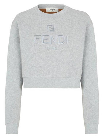 Crewneck Cropped Sweater Grey - FENDI - BALAAN 1