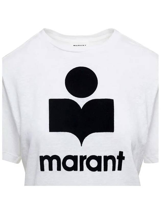 Jewel Logo Linen TShirt TS0001FB A1N09E 20WH - ISABEL MARANT - BALAAN 4