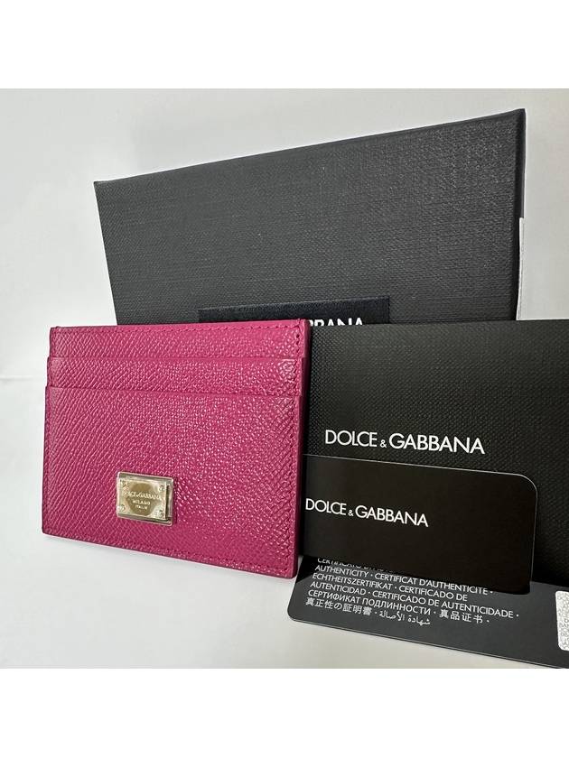 Logo Patch Calfskin Card Wallet Pink - DOLCE&GABBANA - BALAAN 4