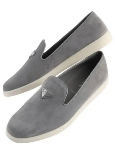 Suede triangle logo loafers - PRADA - BALAAN 1