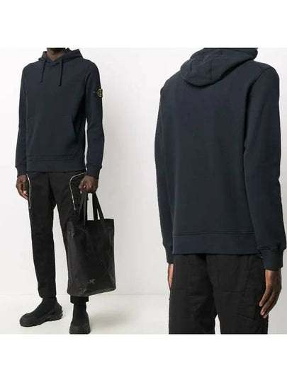 Wappen Patch Cotton Fleece Hoodie Navy - STONE ISLAND - BALAAN 2