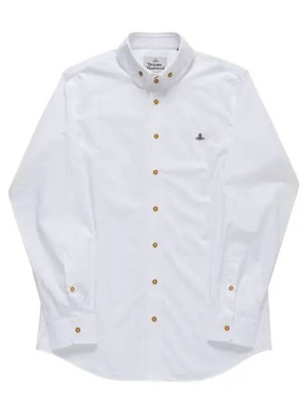 Men's Embroidered ORB Logo Long Sleeve Shirt White - VIVIENNE WESTWOOD - BALAAN 3