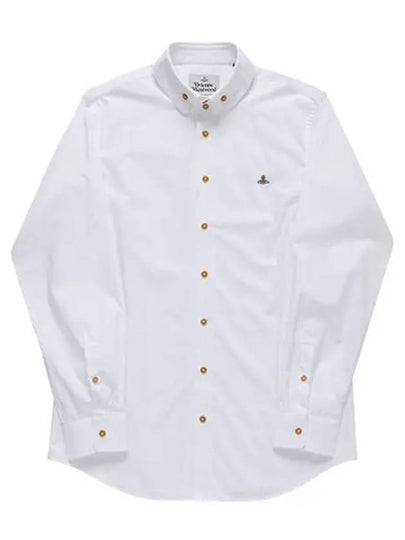 Men's Embroidered ORB Logo Long Sleeve Shirt White - VIVIENNE WESTWOOD - BALAAN 2