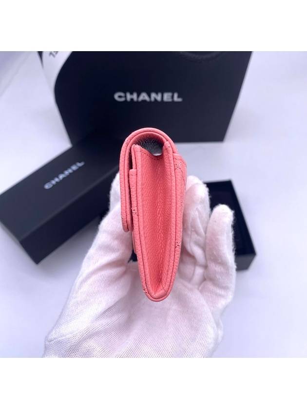 25C Clutch Classic Card Holder Wallet Caviar Coral Pink Gold Plated AP0214 - CHANEL - BALAAN 6