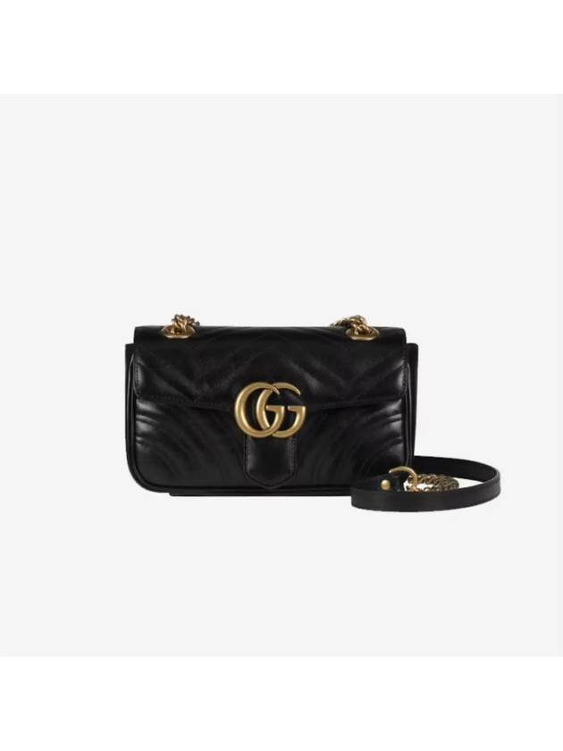 GG Marmont Matelasse Gold Chain Mini Cross Bag Black - GUCCI - BALAAN 4