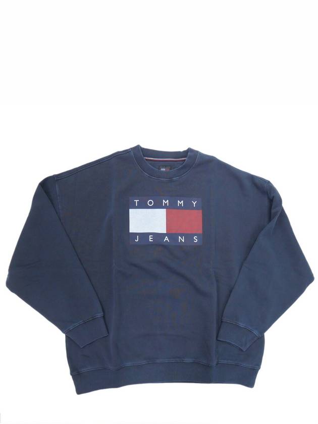 Flag Oversized Fit Sweatshirt Dark Knight Navy - TOMMY HILFIGER - BALAAN 2