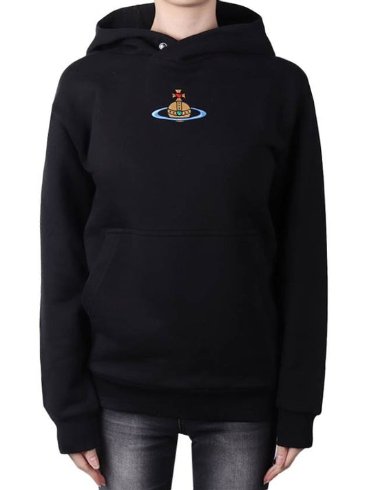 ORB logo embroidered hoodie black - VIVIENNE WESTWOOD - BALAAN.