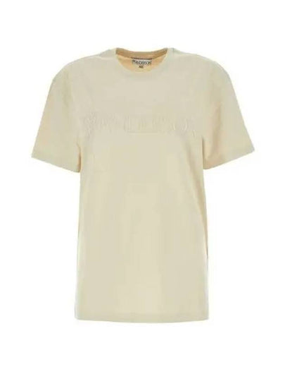 Embroidery Logo Cotton Short Sleeve T-Shirt Beige - JW ANDERSON - BALAAN 2