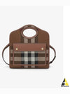 Mini Knit Check Leather Pocket Tote Bag Brown - BURBERRY - BALAAN 2